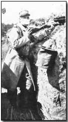 French soldier wearing a respirator